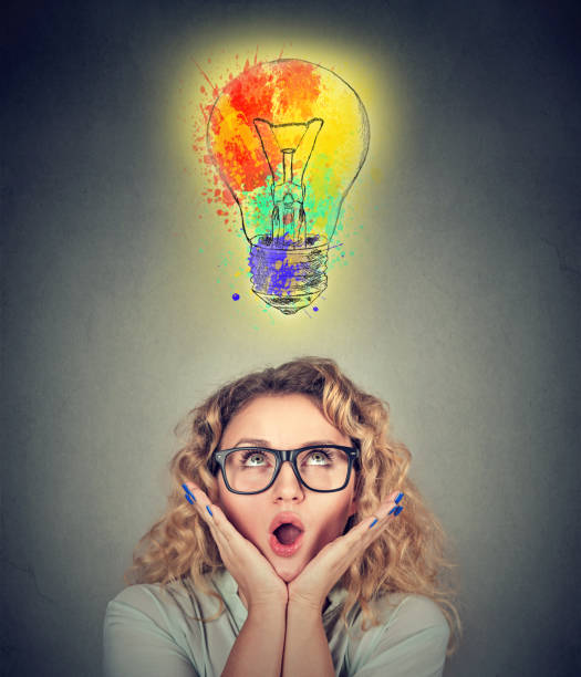 istock Surprised woman with colorful bright idea 848178062