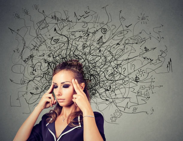 istock Thoughtful woman with a mess in her head 848178206