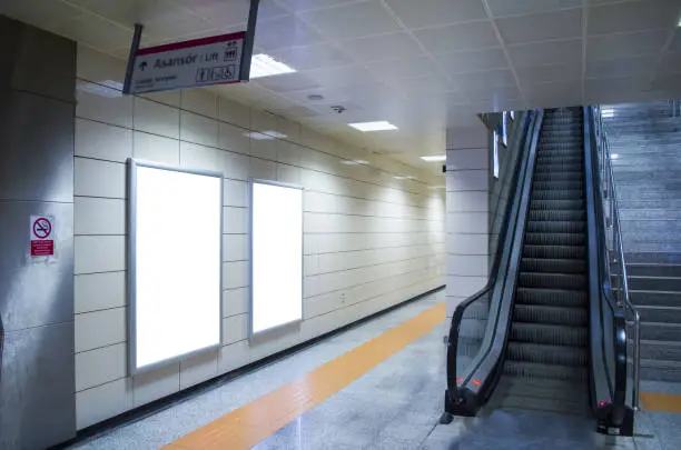 Photo of Blank billboard in subway station