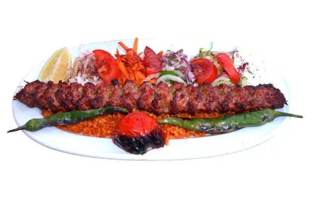 Photo of Turkish kebab isolated on white background