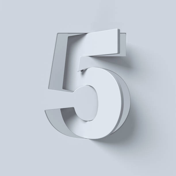 Cut out and rotated font 3d rendering number 5 Cut out and rotated font 3d rendering number 5 slopestyle stock pictures, royalty-free photos & images