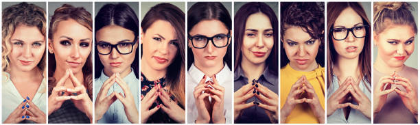 istock Collage of a sly, scheming women plotting something. Negative human emotions, facial expressions, feelings, attitude 848184754