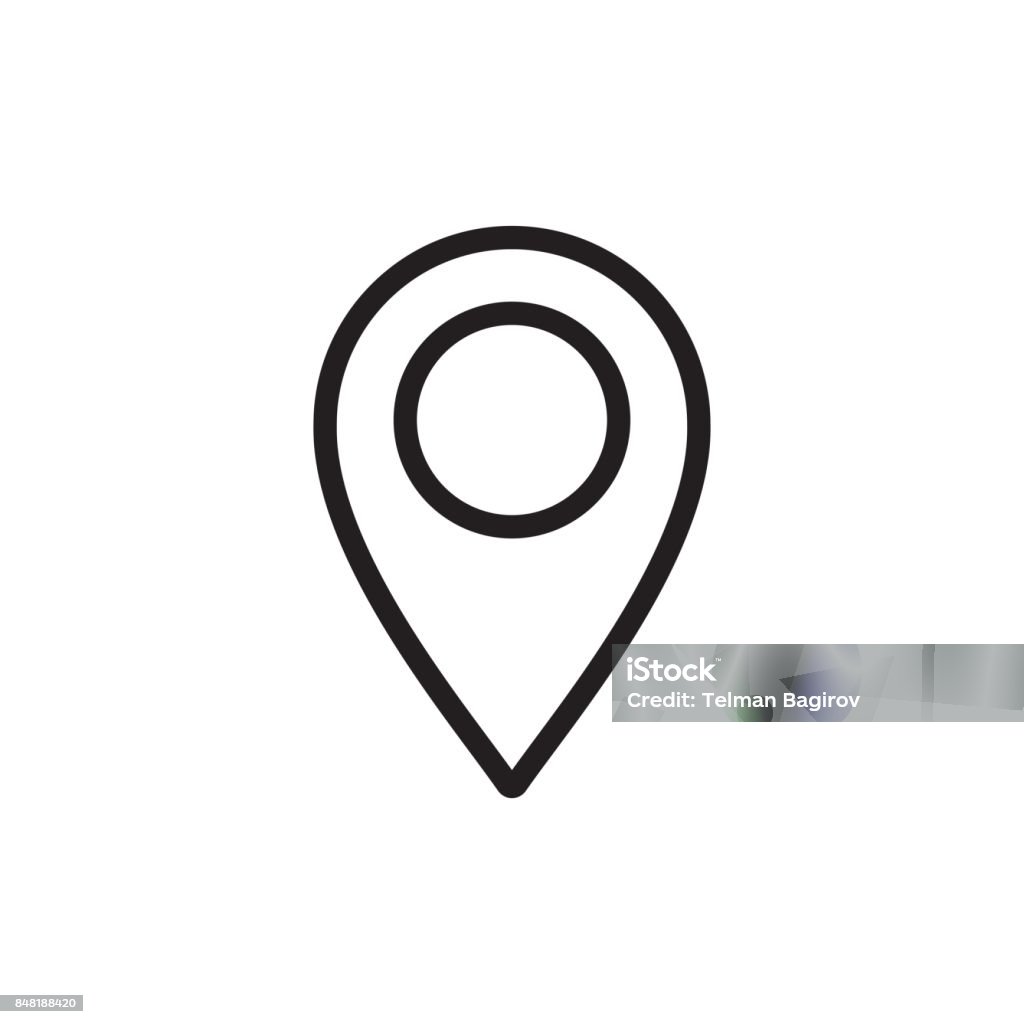 mappa google linea sottile, punto pin, icona di posizione - arte vettoriale royalty-free di Carta geografica