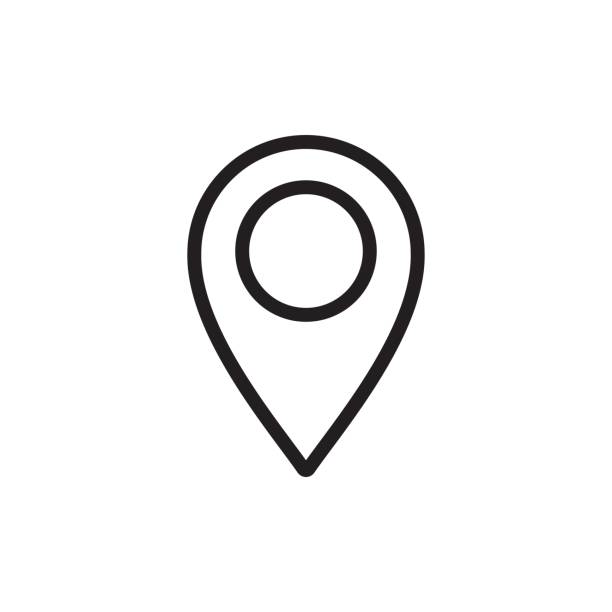 cienka linia google mapa, pin point, ikona lokalizacji - google stock illustrations