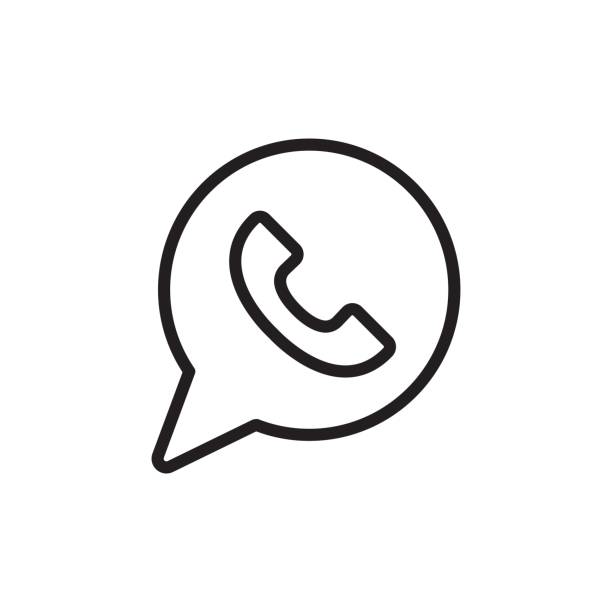 cienka linia whatsapp ikona - telephone icon stock illustrations