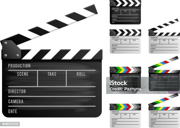Clapper Board Set Stock Illustration - Download Image Now - Film Slate, Movie, Clapping