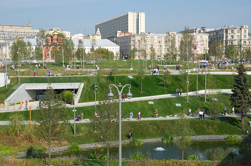 Moscow, Russia - September 12, 2017: New Zaryadye Park in the center of Moscow