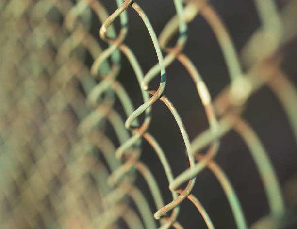 istock metal fence with mesh 848226266