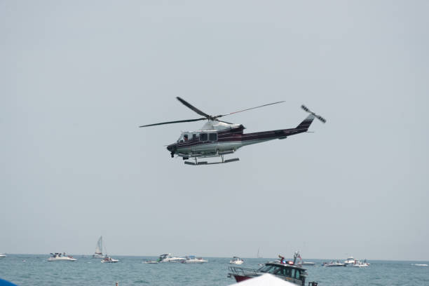 istock Helicopter in the sky on a cloudy day 848226784