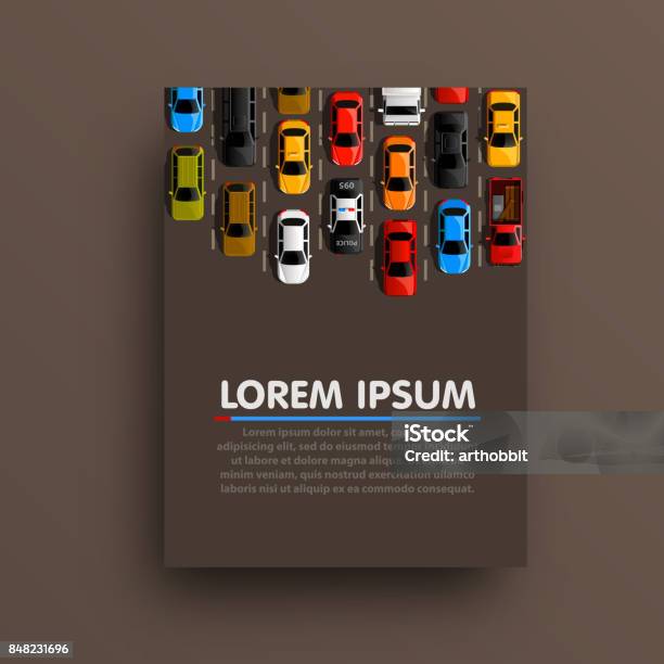 Modern Transport Vertical Banners Road Flyer Set Traffic Jam Infographics Template Design Element Stock Illustration - Download Image Now