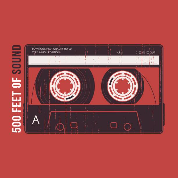 illustrations, cliparts, dessins animés et icônes de design rétro avec une cassette. t-shirt et vêtements vecteurs impression, typographie, affiche, emblème. - retro revival music audio cassette old