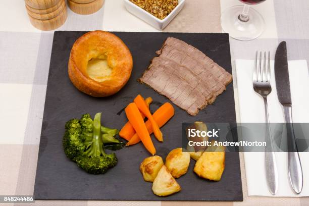 Roast Topside Beef Stock Photo - Download Image Now - Beef, Block Shape, Blood