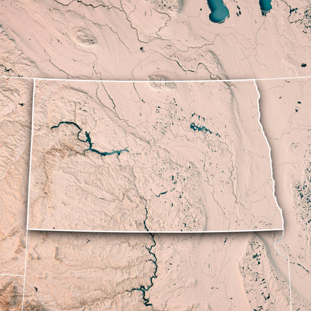 istock North Dakota State USA 3D Render Topographic Map Neutral Border 848257918