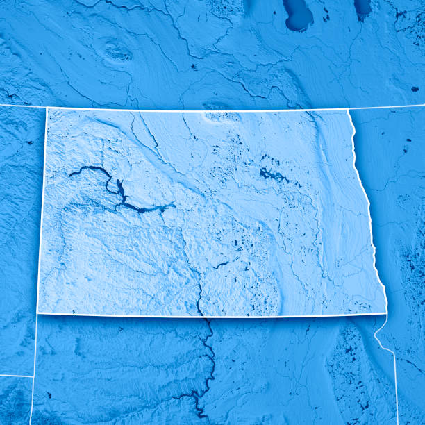 istock North Dakota State USA 3D Render Topographic Map Blue Border 848260232