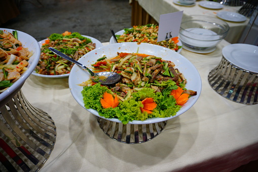 Laos, Thai Food, Chicken Meat, Basil, Cabbage, Salad, Food, Meal, Food and Drink, Dinner