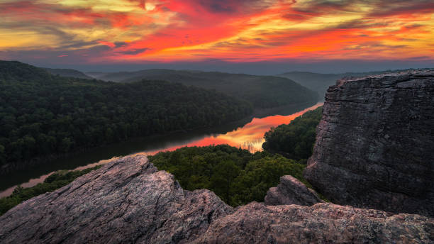 Scenic summer sunset, Appalachian Mountains stock photo