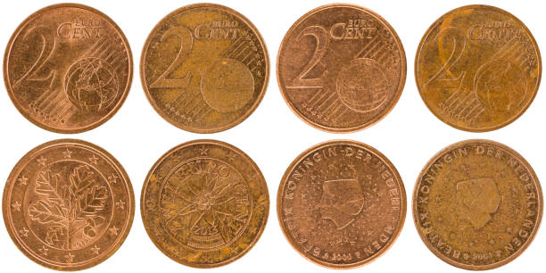 istock European 2 Cent Coins (front and back) isolated on white background 848283606