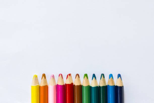 istock Colored pencils on white background. Education concept 848285066