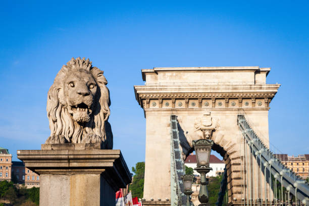 istock BUDAPEST, HUNGARY - 2017 MAY 19th: lion statue at the beginning of the Chain Bridge 848291052
