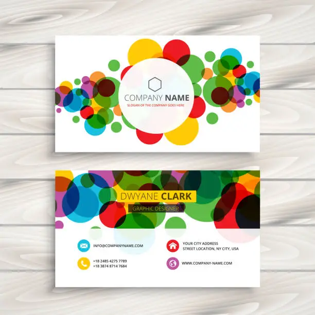 Vector illustration of colorful circles business card template vector design illustration