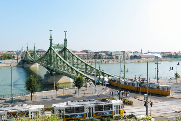 Liberty Bridge in Budapest, Hungary stock photo
