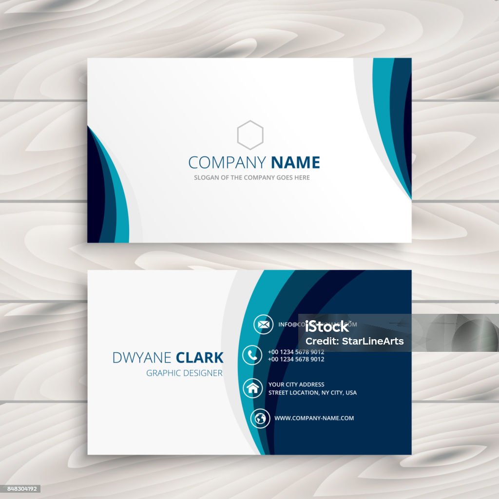 blue wave business card design template vector design illustration Business Card stock vector