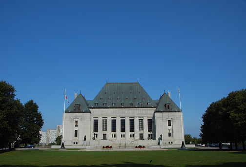 The front of the Supreme Court of Canada in Ottawa, Ontario, Canada