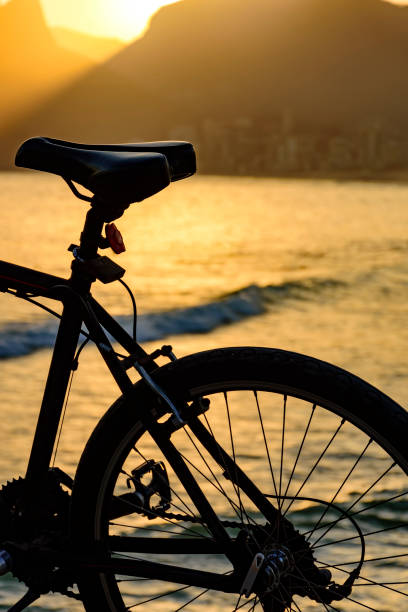 la bici e la spiaggia - wheel cycling nobody outdoors foto e immagini stock