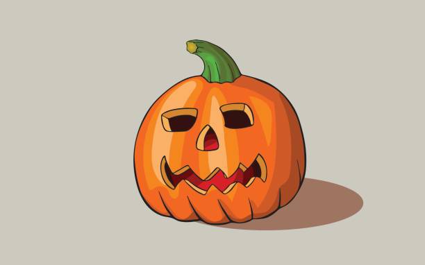 Carved pumpkin for Halloween design. Vector vector art illustration