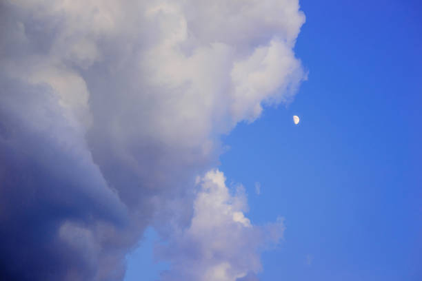 istock Blue sky with fluffy clouds and a small wait for a month 848328682