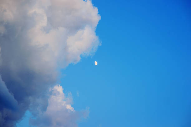 istock Blue sky with fluffy clouds and a small wait for a month 848328704