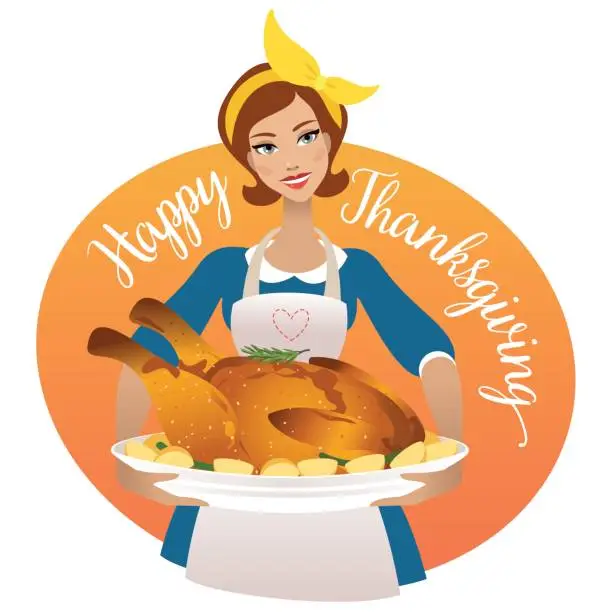 Vector illustration of Roast turkey for Thanksgiving day