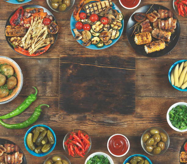 istock Vegetarian barbecue dishes, grilled vegetables.  Concept: Picnic 848345916