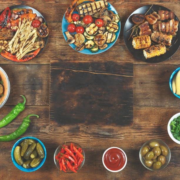 istock Vegetarian barbecue dishes, grilled vegetables.  Concept: Picnic 848346146
