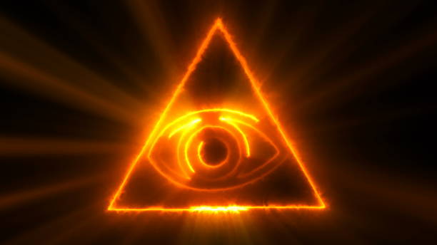 Abstract background with The Eye of Providence. Seamless loop digital backdrop. 3d rendering