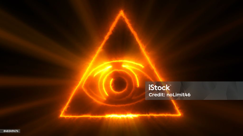 Abstract background with The Eye of Providence. Seamless loop digital backdrop Abstract background with The Eye of Providence. Seamless loop digital backdrop. 3d rendering Conspiracy Stock Photo