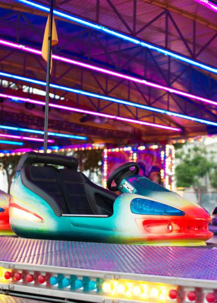 istock Colorful electric bumper car in amusement park. 848353870