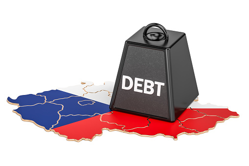 Czech Republic national debt or budget deficit, financial crisis concept, 3D rendering