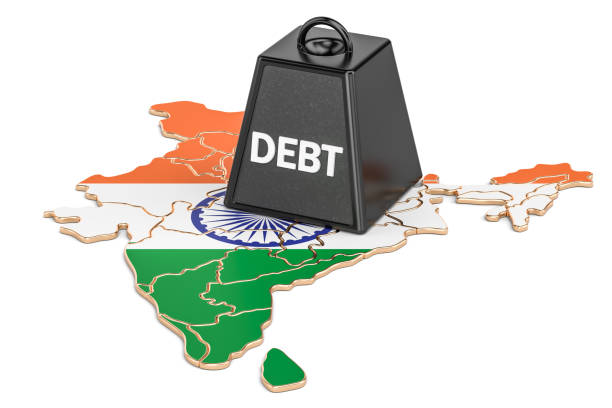 istock Indian national debt or budget deficit, financial crisis concept, 3D rendering 848362532