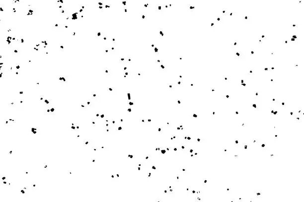 Vector illustration of Black grainy textured and isolated on white background glitter and sprinkles. Distress overlay of sugar and salt. Grunge design elements. Vector.