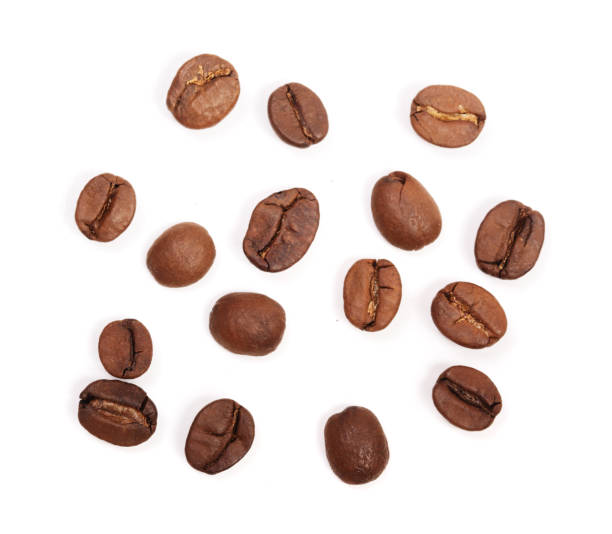 istock Coffee beans isolated on white background. Top view 848376854