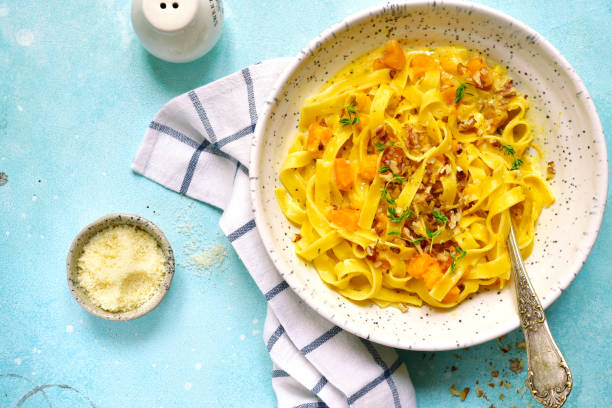Tagliatelle with pumpkin in a cream sauce