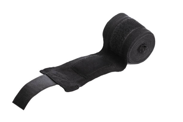istock Close up image of Black boxer bandages isolated on white background 848390890