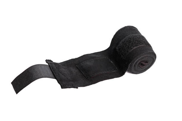 istock Close up image of Black boxer bandages isolated on white background 848390920