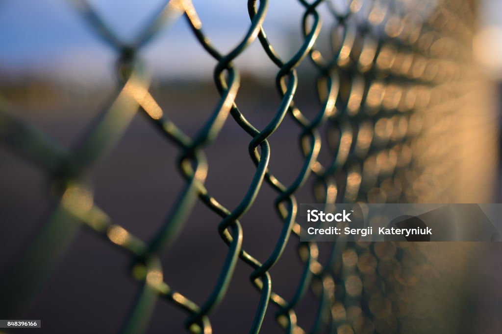 fence with metal grid in perspective fence with metal grid in perspective, background Fence Stock Photo