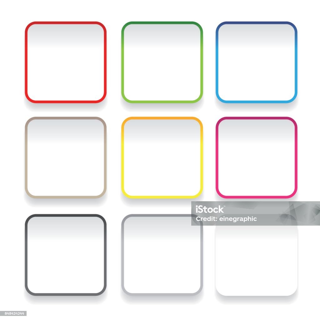 Empty Square Sticker Empty Square Sticker Button Set Stock Illustration - Download Image Now ...