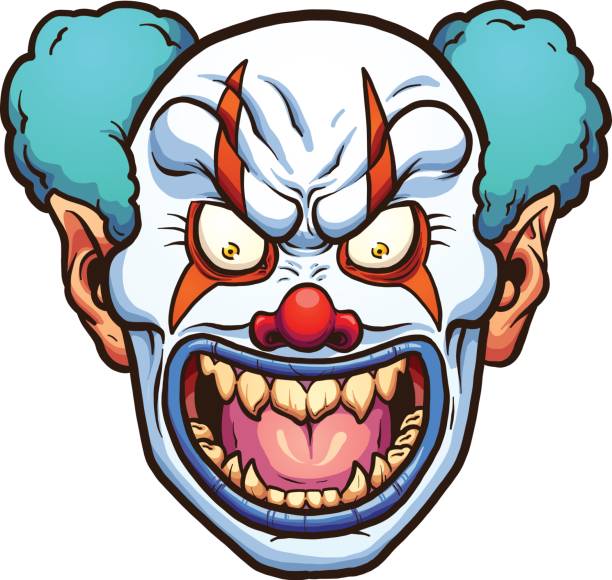 illustrations, cliparts, dessins animés et icônes de mal clown - clown evil horror spooky