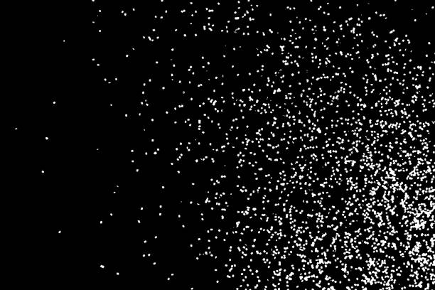 istock Falling snow or night sky with stars pattern. Black and white hand drawn blow spray or splash monochrome sparkle texture. White spots or stars on dark sky at night.  Abstract falling snow backdrop. 848459712