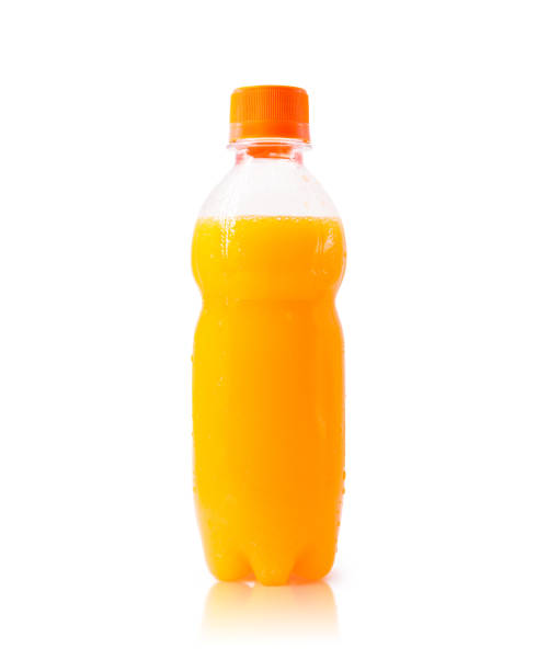 istock Orange juice bottle isolated on white background. Container of fresh fruit drink. Clipping paths object. 848470698