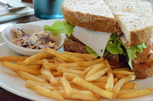 Club sandwiches with fries
